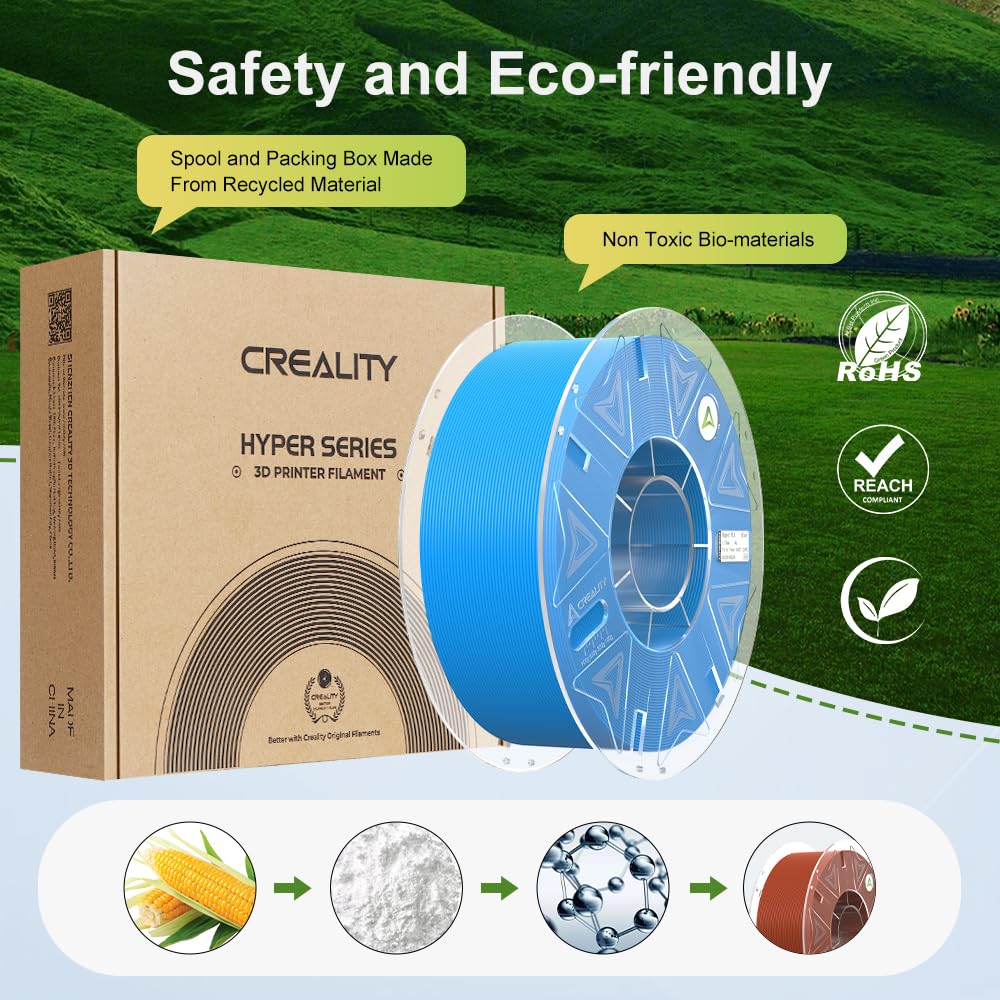 Creality Hyper PLA Filament 1.75mm, RFID 3D Printer Filament for High Speed 30-600mm/s, PLA Filament Support CFS, Fits for K2 Plus Combo and Most 3D Printers 1kg(2.2lbs)/Spool
