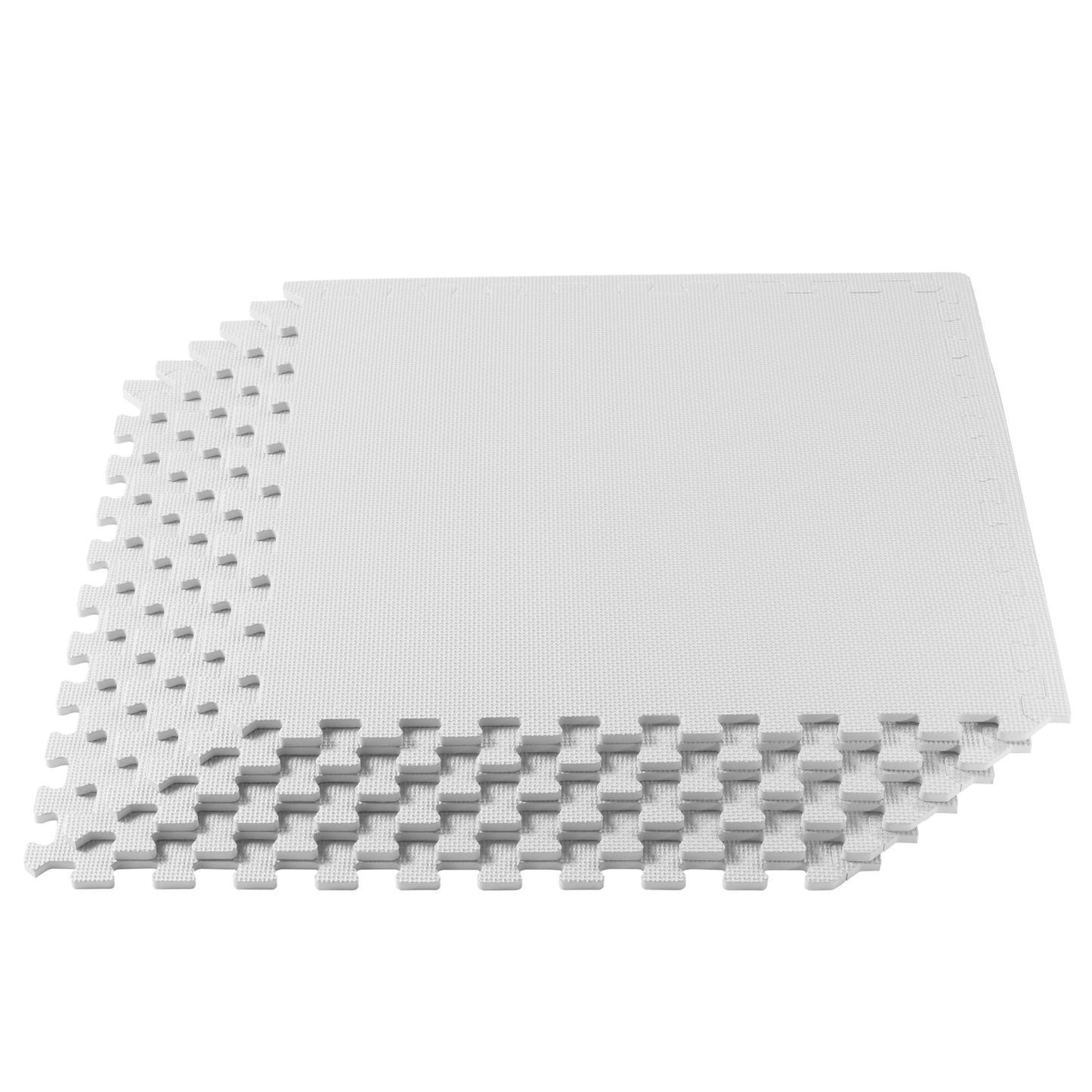 We Sell Mats 1/2" Thick Multipurpose EVA Foam Exercise Floor Mat, Interlocking Tiles, Anti-Fatigue for Home or Gym, 24 in x 24 in, 12 Tiles, White