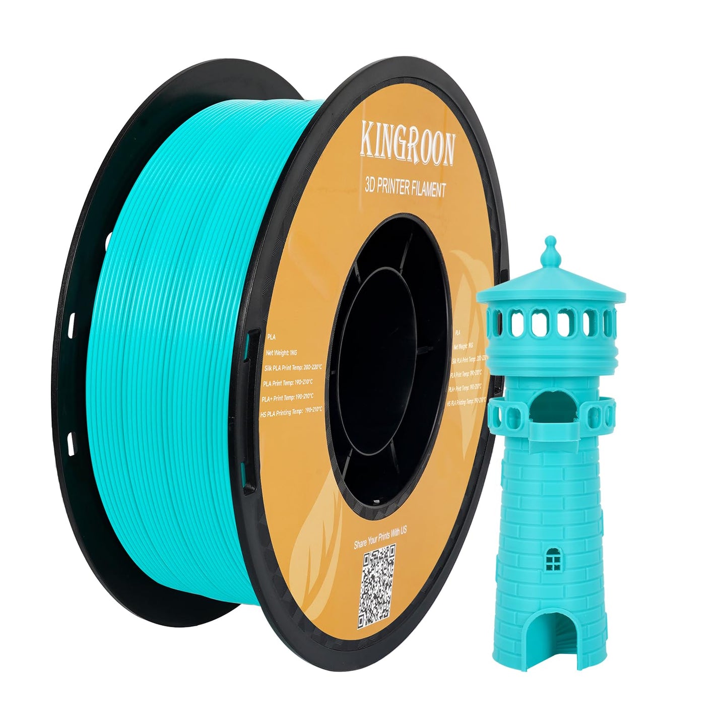 Kingroon High Speed PLA 3D Printer Filament 1.75mm, 3D Printer Rapid Filament for 30-600mm/s Hyper Printing Filament, Dimensional Accuracy +/- 0.03 mm, 1kg Plastic Spool(2.2lbs) (Cyan-Blue)