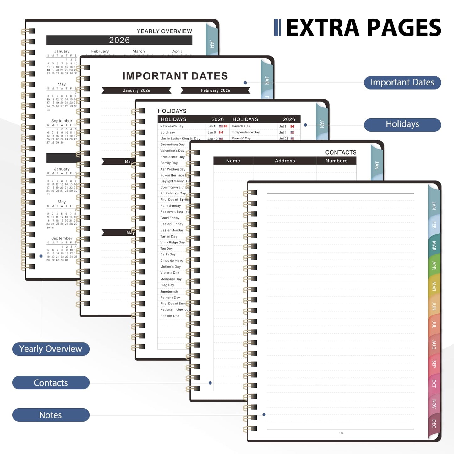 2026 Planner, 8.5" x 11" Weekly and Monthly Large Calendar Planner, Letter Size, Jan - Dec 2026, Hardcover Daily Agenda and Organizers for School Essentials & Office Supplies