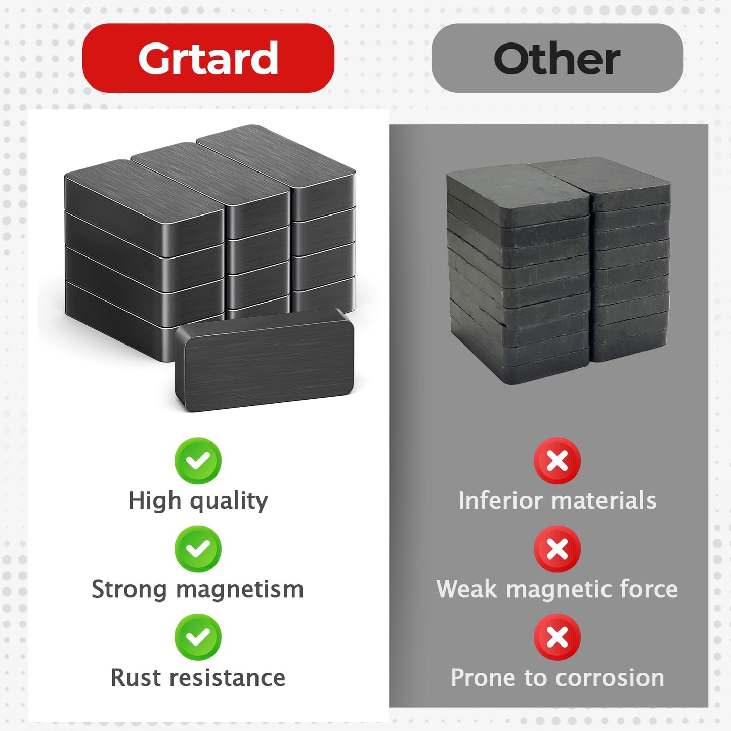 Grtard 24 Pack Heavy Duty Ceramic Magnets Strong, 1 7/8" x 7/8" x 3/8" Rectangular Ferrite Magnets, Grade 8, Black Ceramic Blocks Magnet for Crafts, DIY, Science, Fridge, Whiteboard, Hanging Tools