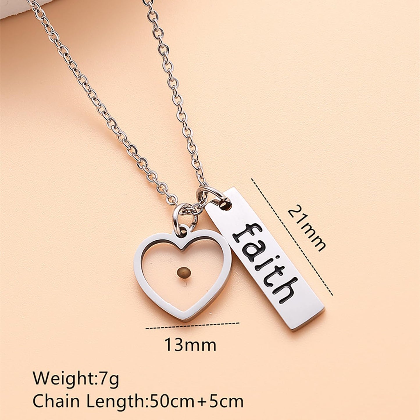 VLIEGEN Mustard Seed Necklace - Stainless Steel Faith Mountain Jewelry for Women & Men styleN