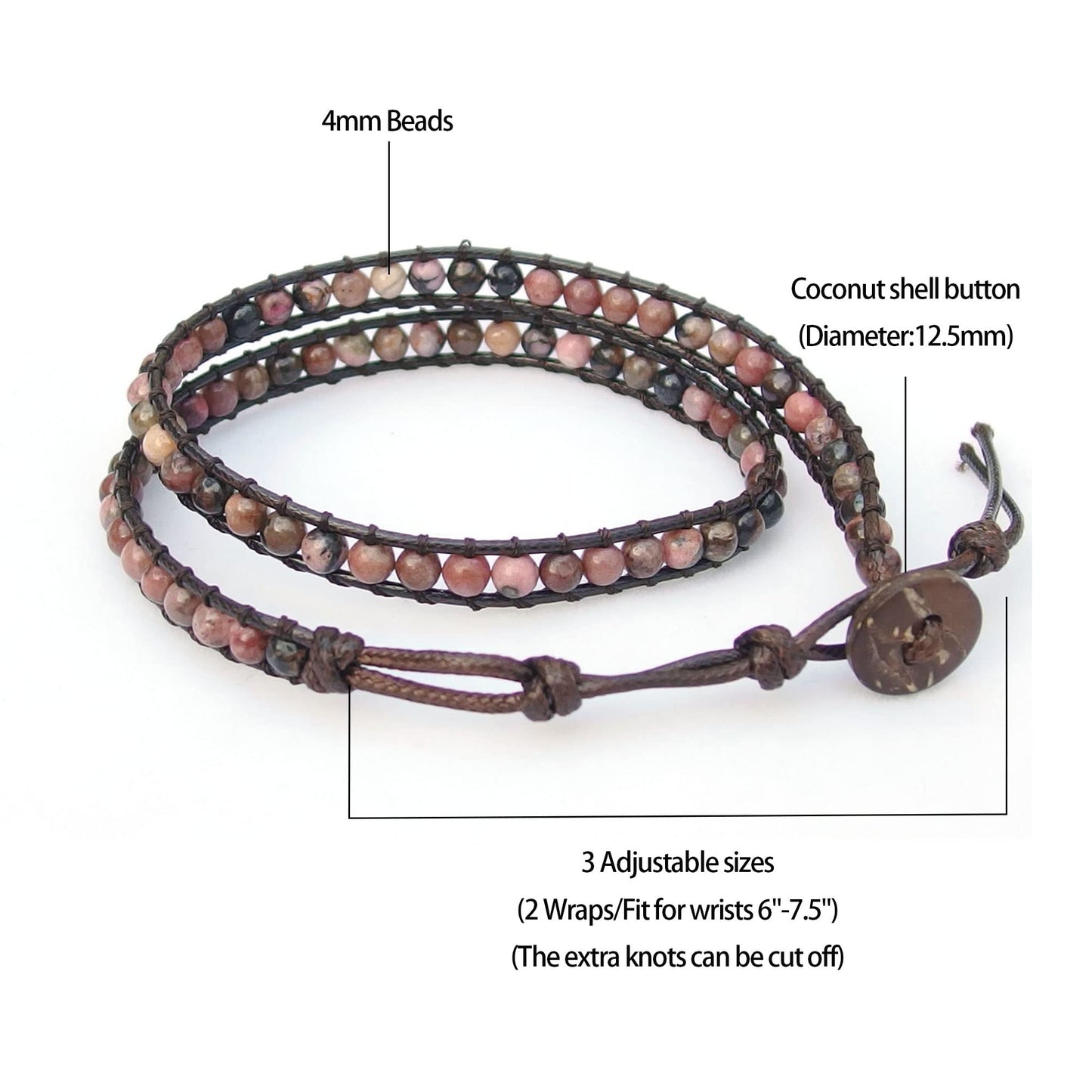 Ayriwoyi Wrap Bracelet for Women Beaded Stone Leather Wrap Bracelets for Women Bohemian Bracelet Adjustable Handmade Jewelry Gifts for Women