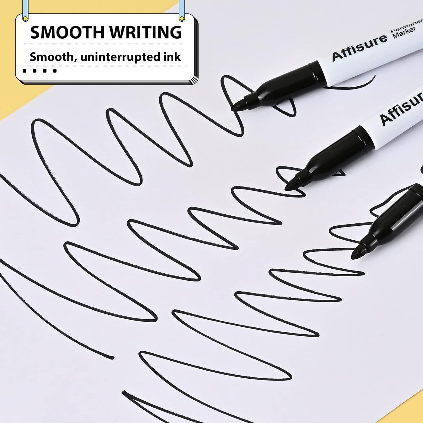 Affisure Permanent markers, 100 packs permanent markers bulk, quick dryingin one second, waterproof, smooth, noteasy to erase, durable, can be markedon glass, tiles and cloth, office supplies