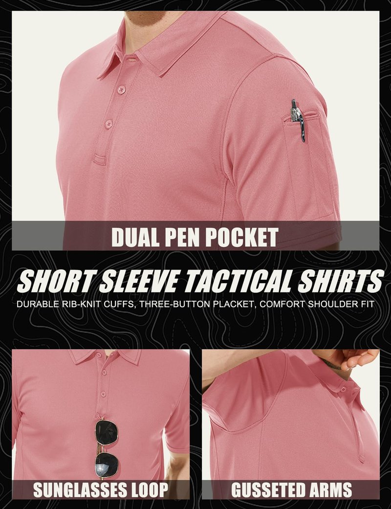 MAGCOMSEN Polo Shirts for Men T Shirts Golf Shirts Summer Shirts Work Shirts Fishing Shirts Short Sleeve Tactical Shirts Athletic Polo Shirt Golf Shirts for Men
