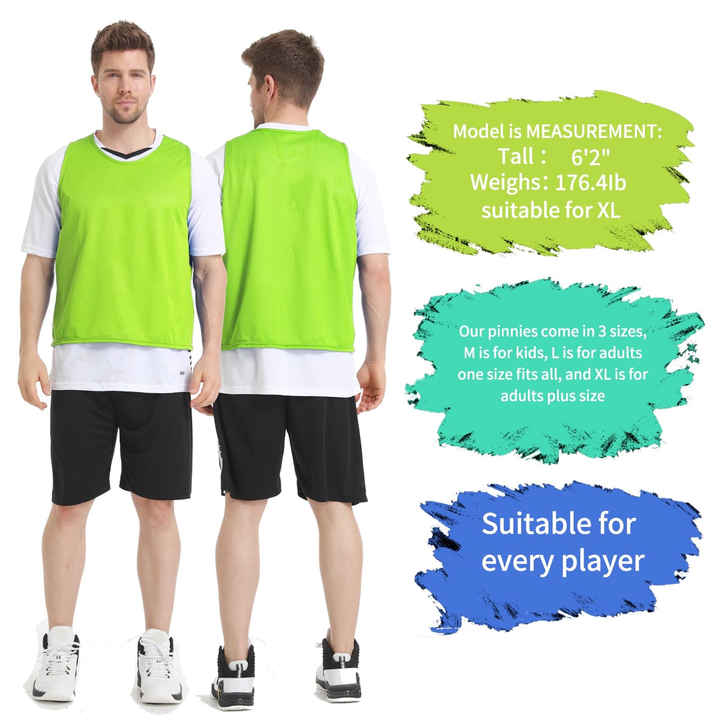 PULUOMASI 12/24/48PCS Pinnies Youth Team Pennies for Sports Kids Adults