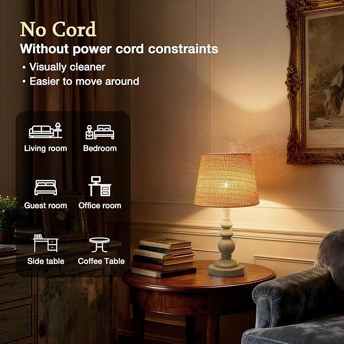 Cordless Boho Sculptural Table lamp Blue, 5200-mAh Rechargeable Battery Touch Lamp, 3-Way Dimmable, Build-in LED 320 Lumens Max, Resin Home Decor, for Bedroom Living Room Dining Room