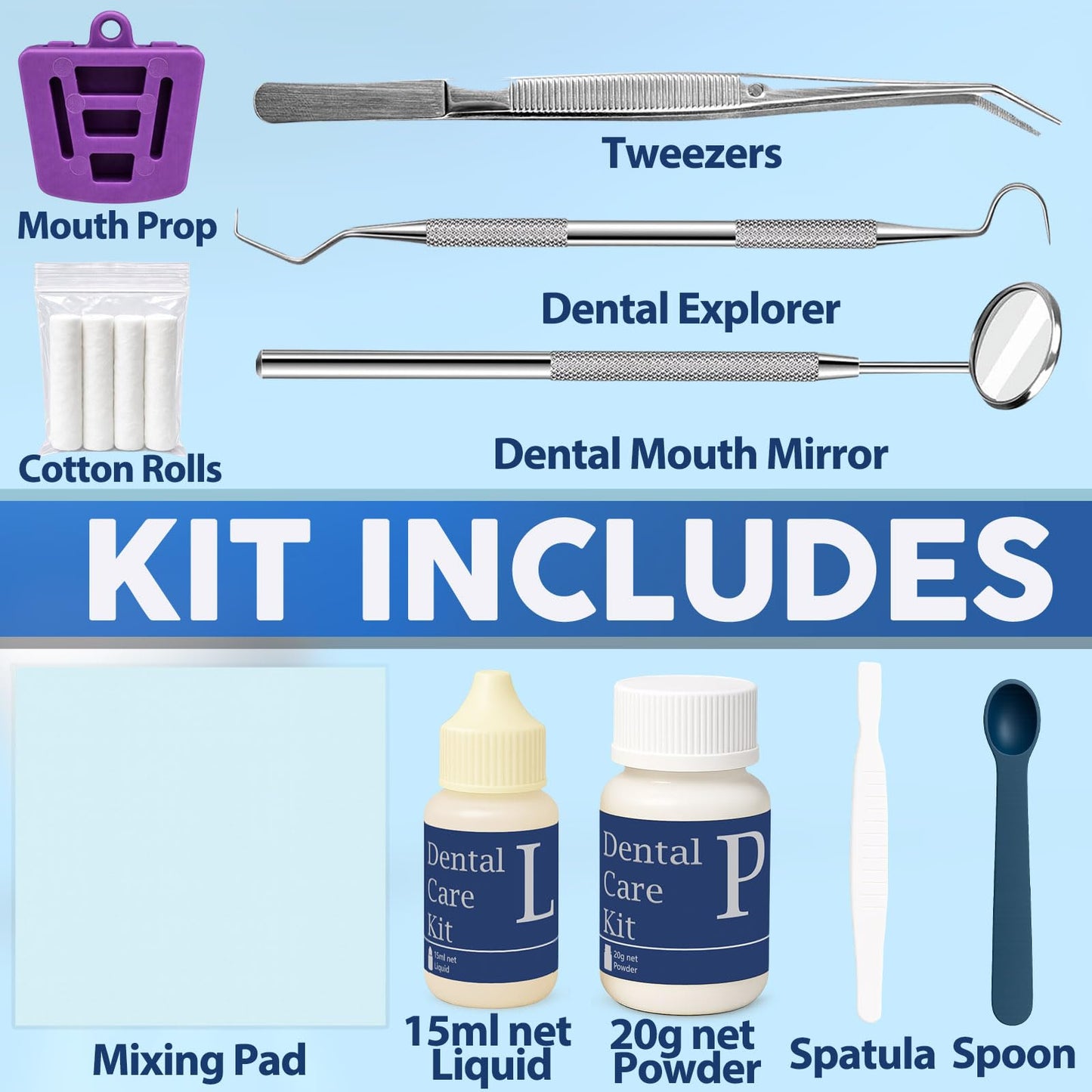 Zinc Oxide Eugenol Dental Cement Tooth Repair kit for Broken Teeth, Temporary Filling for Crowns, Tooth Filler, Cavity Filler for Teeth