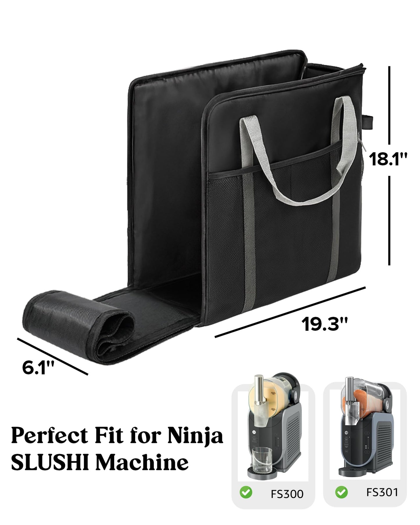 BS-VOG Carrying Bag for Ninja Slushie Machine FS301 & FS300, Portable Travel Tote Storage Bag with Front-Opening Design for Frozen Drink Maker, Thick Padded Protector for Machine Accessories
