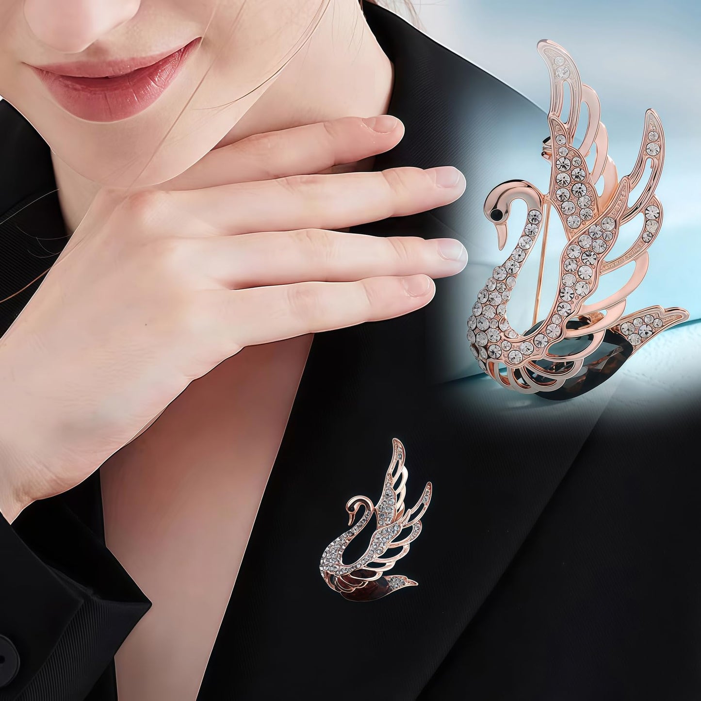 Yaximhozz 2pcs Rhinestone Brooch Pin for Women Dress Elegant Stylish Crystal Brooches Fashion Accessories Pins Lapel Boutonniere Ideas Wedding Christmas Birthday Jewelry Easter Gift (16 Gold TFN/Green)