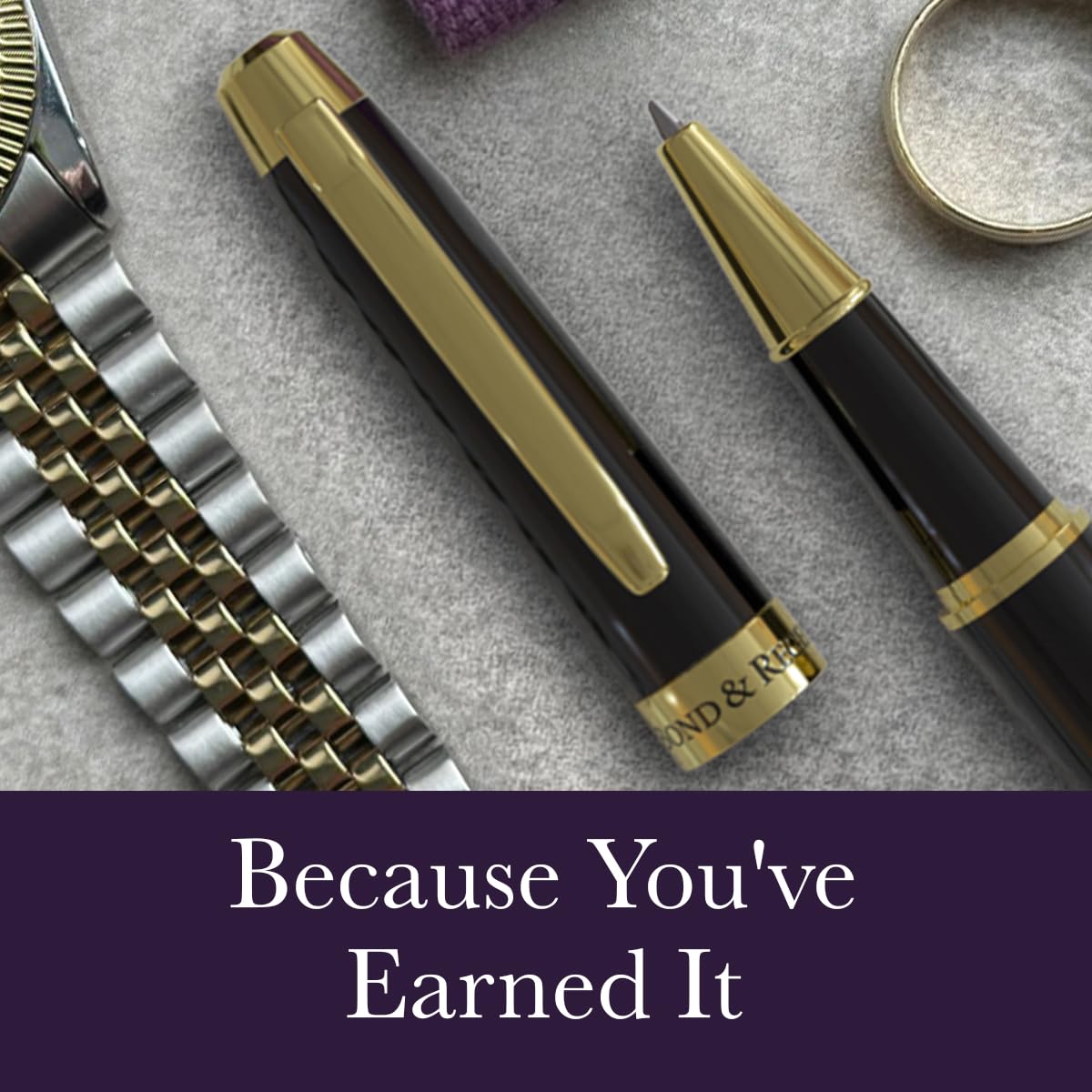 Bond & Regent 24 Karat Gold Luxury Rollerball Pen - Fancy Executive Professional Writing Gift Set for Men & Women, Nice Pens, Gloss Black