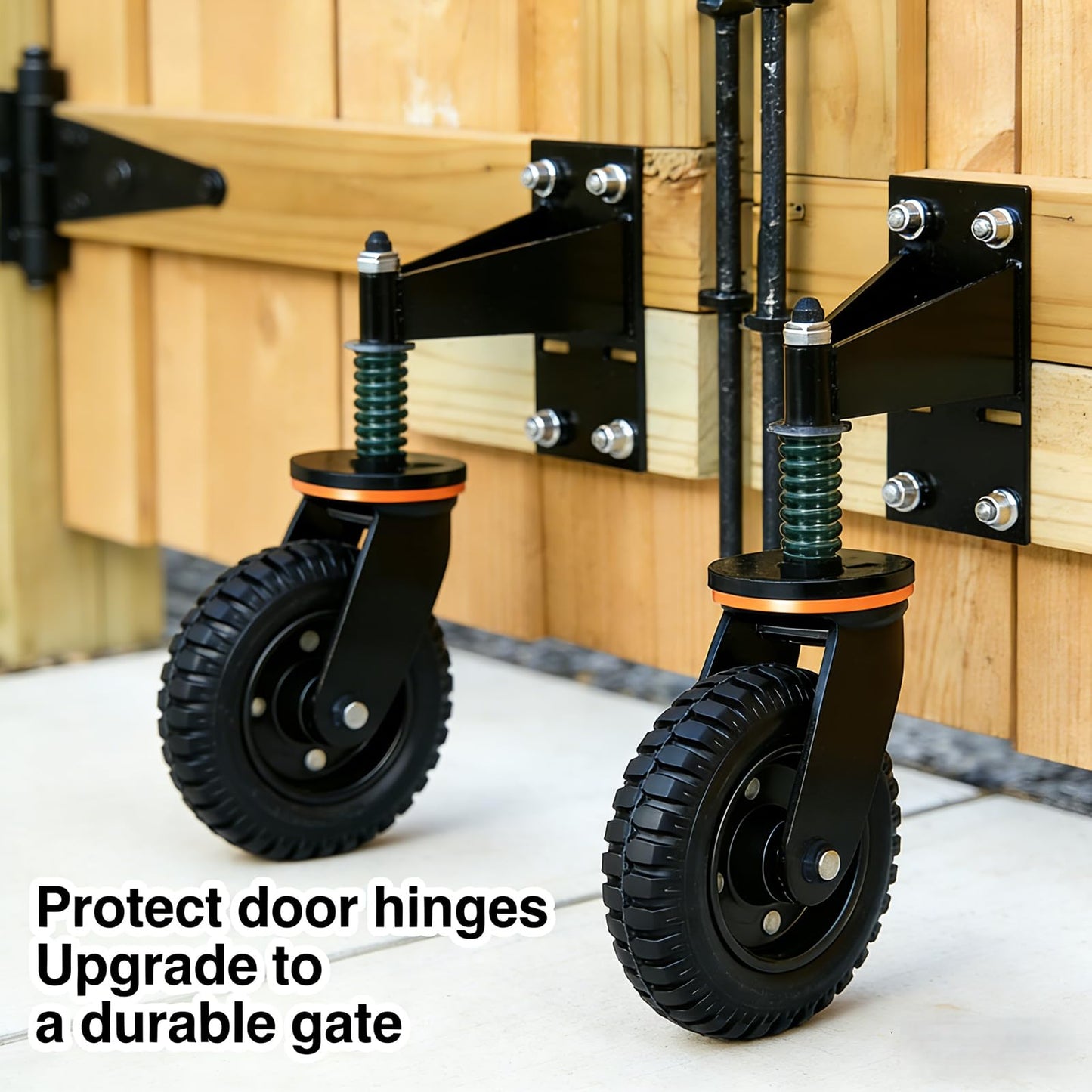 8 Inch Heavy Duty Gate Wheel, 750 lb Capacity, Fits Metal Tube Gates and Wooden Gates, 360° Swivel Spring-Loaded Caster. Gate Wheel for Smooth Operation. (8-INCH 2PACK)