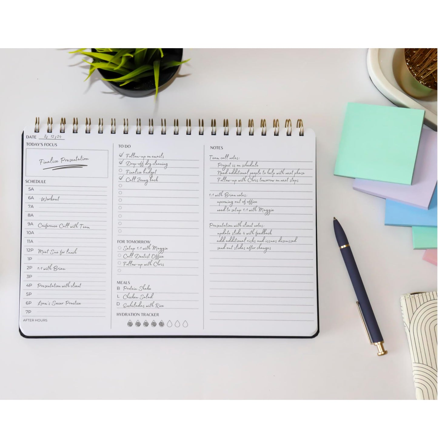 Merely Home Undated Daily Planner | 8.25” x 11.75” Work To-Do Notebook | ADHD Academic Organizer | Multi-Layout | Men and Women Planner | College Supplies | Evergreen | Landscape Layout