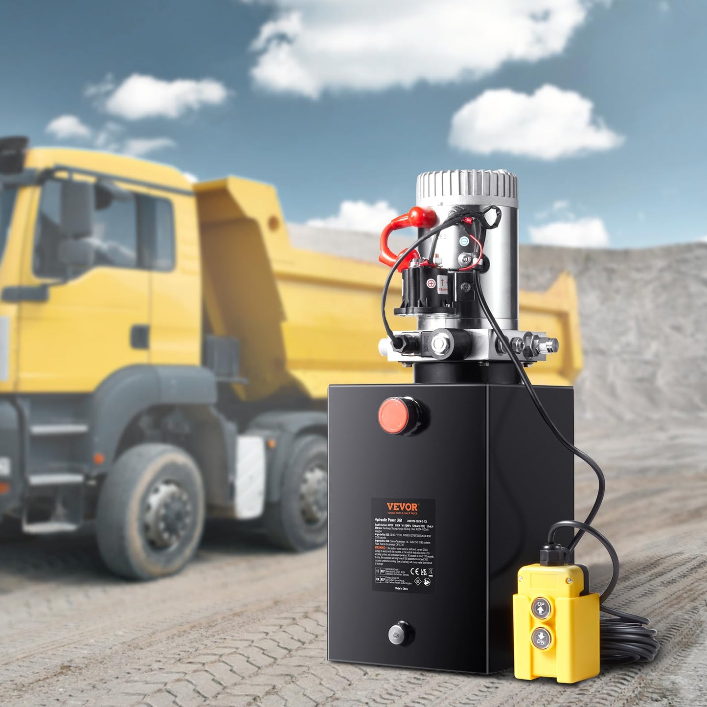 VEVOR Hydraulic Power Unit 12 Quart Hydraulic Pump 12V Dump Trailer Pump Single Acting Hydraulic Power Pack 3200 PSI Electric Hydraulic Pump with Steel Reservoir for Car Lift