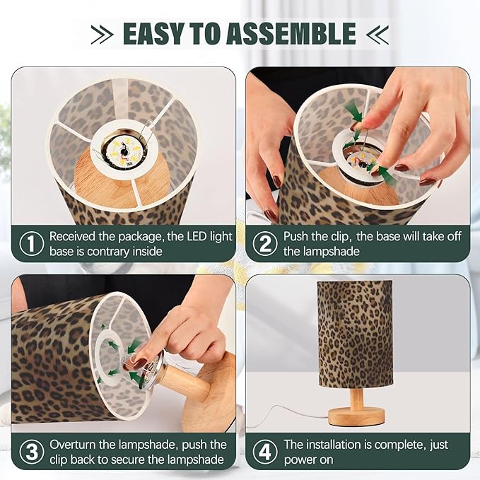 senya Table Lamp for Bedroom Living Room, Speckled Leopard Bedside Lamps with USB Charging Ports Nightstand Light Lamps