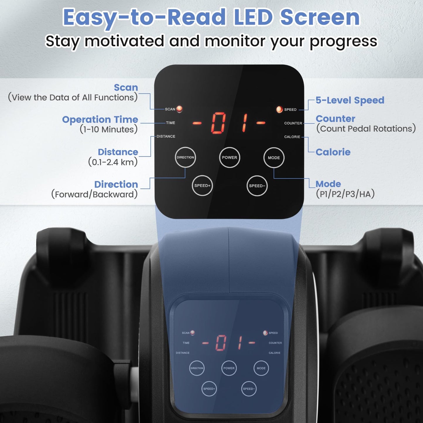 Goplus Under Desk Elliptical Machine, Electric Seated Pedal Exerciser with LED Display Monitor, Remote Control, Portable Fully Assembled Ellipse Leg Exerciser for Seniors Adults Home Office (Black)