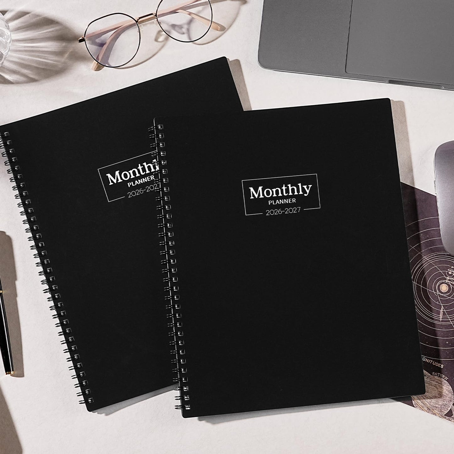 Monthly Planner 2026-2027 - Academic Planner 2026-2027, JUL. 2026 - DEC. 2027, Calendar planner with Colorful Tabs, 8.5" x 11", 26-27 Monthly planner/Calendar with Pocket, Thick Paper, Twin-Wire Binding - Black