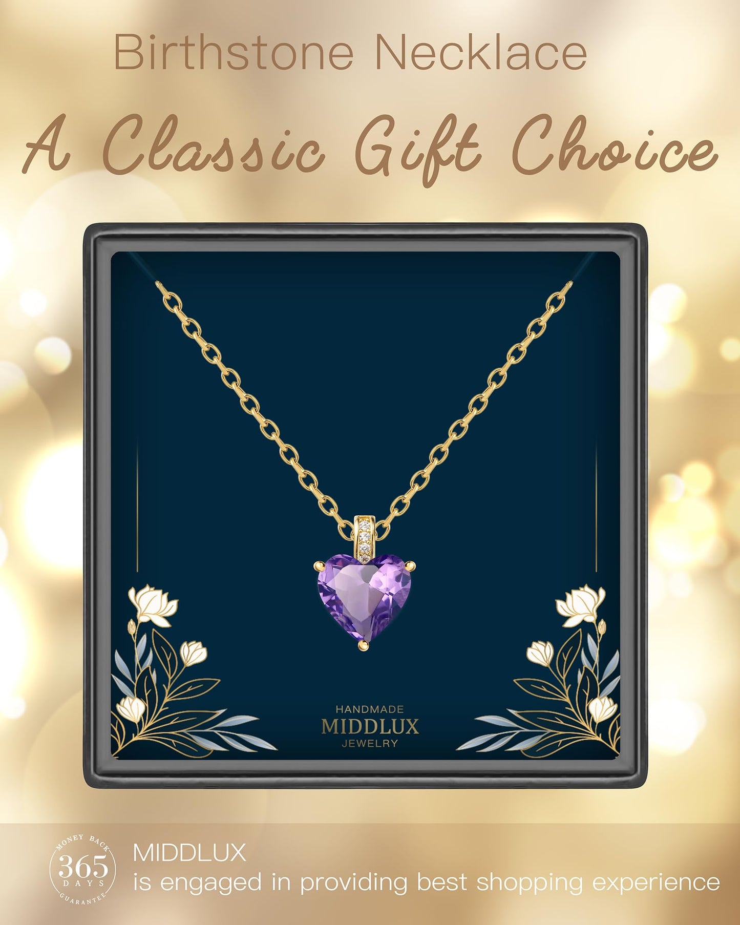 MIDDLUX June Birthstone Jewelry for women, Heart Necklace, June Birthday Gifts for Women, Love Necklace