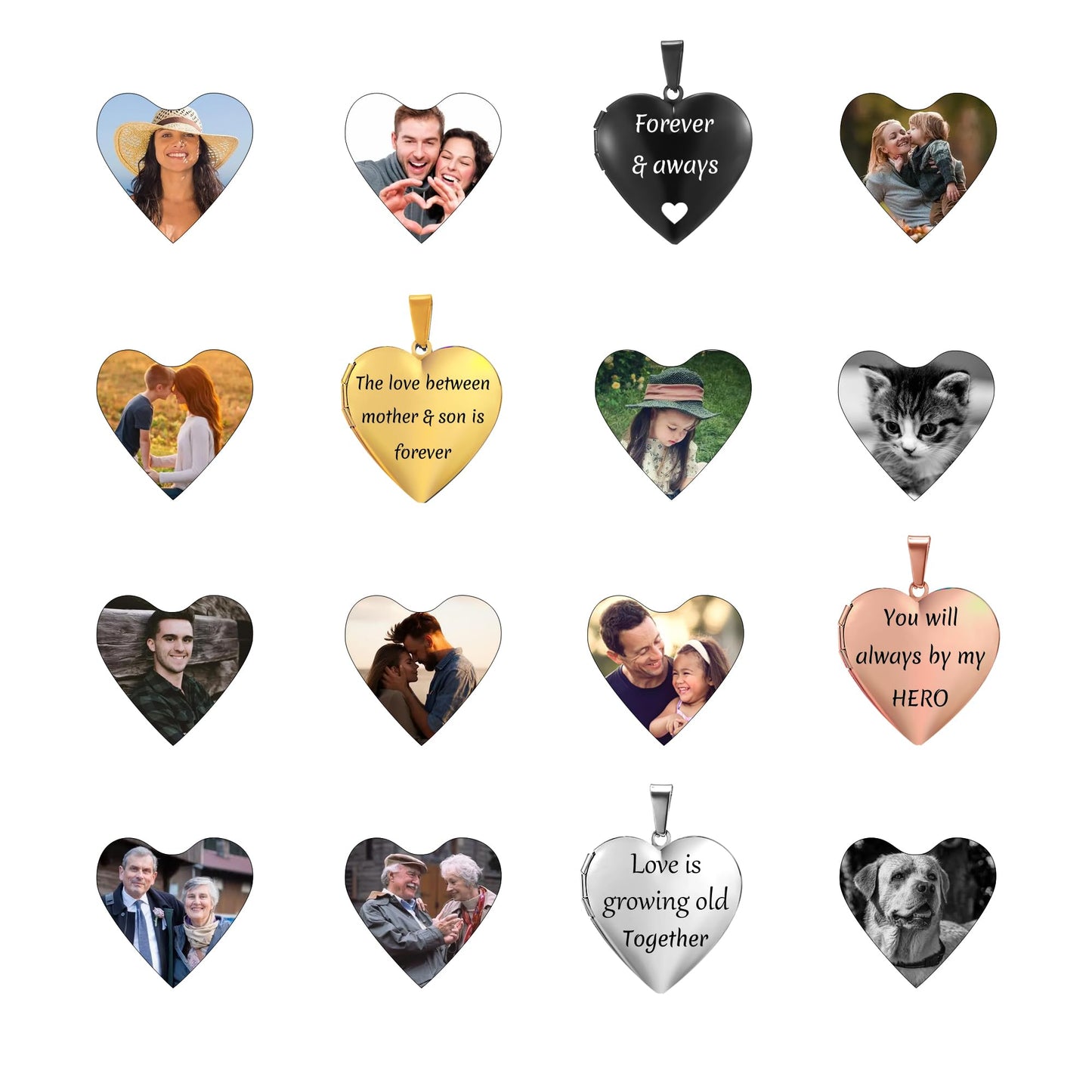 PHOCKSIN Silver Heart Locket Necklace Forever In My Heart Personalized Love Heart Necklace that Holds Pictures Customized Gifts Locket Necklaces for Birthday