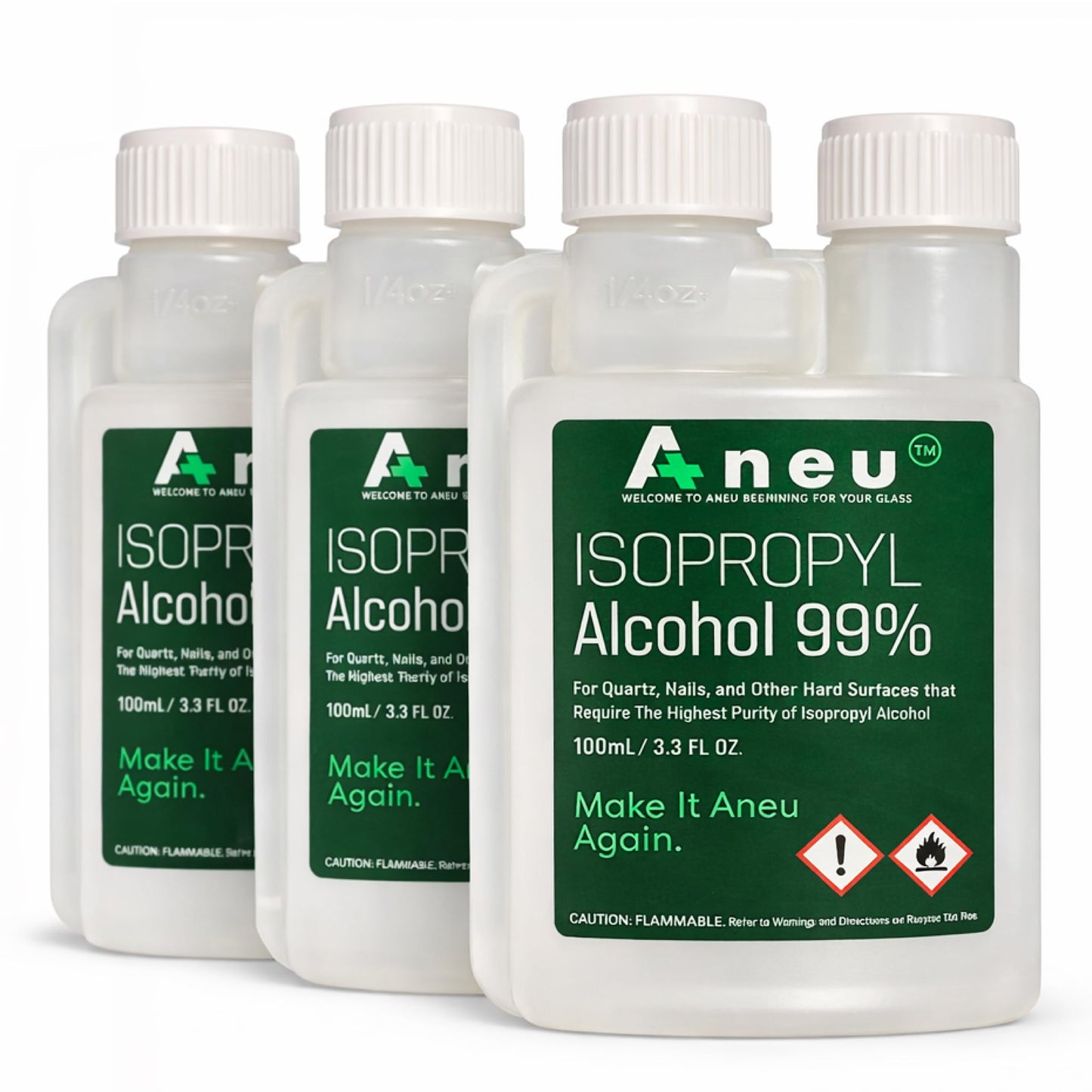 Aneu Travel Isopropyl Alcohol 99% – 100ml Bottles Lab Grade Cleaner | Ideal for Quartz, Tools, & Hard Surfaces | Easy-Access Reservoir for Convenient Dipping (3)