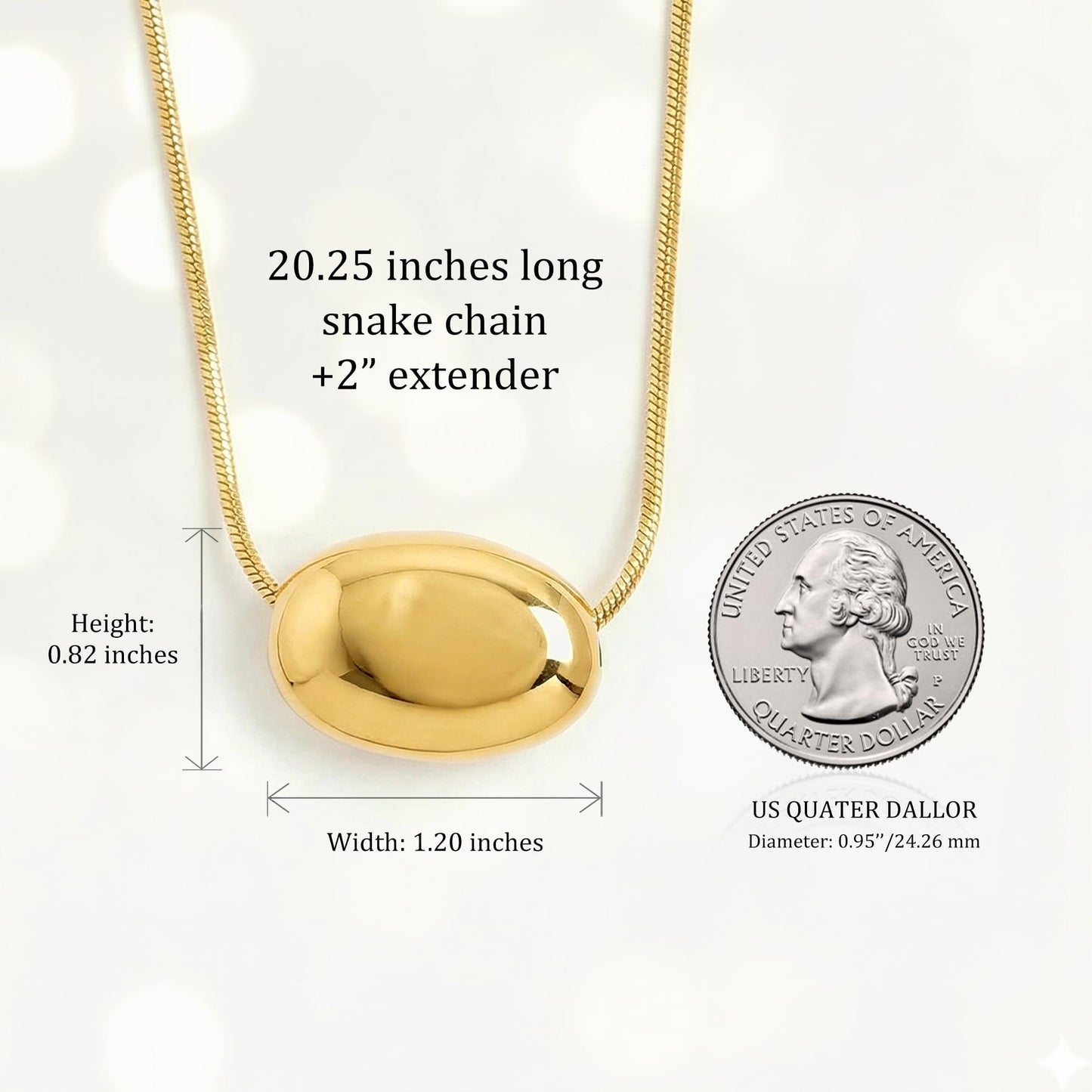 Frigotine Chunky Gold Slide Oval Ball Charm Necklace for Women, Trendy Thick Statement Adjustable Long Snake Chain Hollow Pendant Nacklaces Winter Prom Jewelry Gift