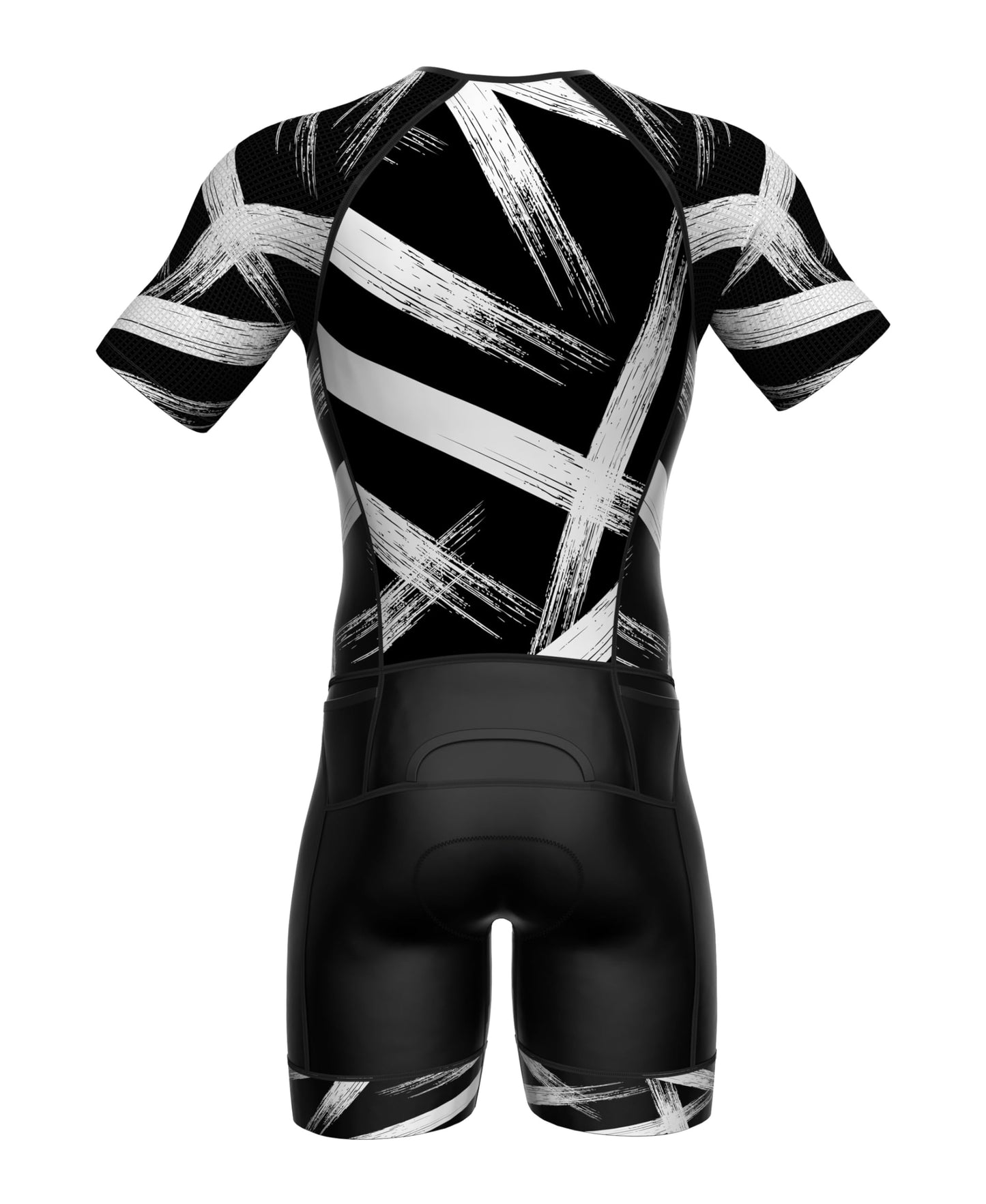 Sparx Mens Elite Aerosuit Triathlon Suit Mens Short Sleeve Tri Suit Skinsuit (Brushes, XL)