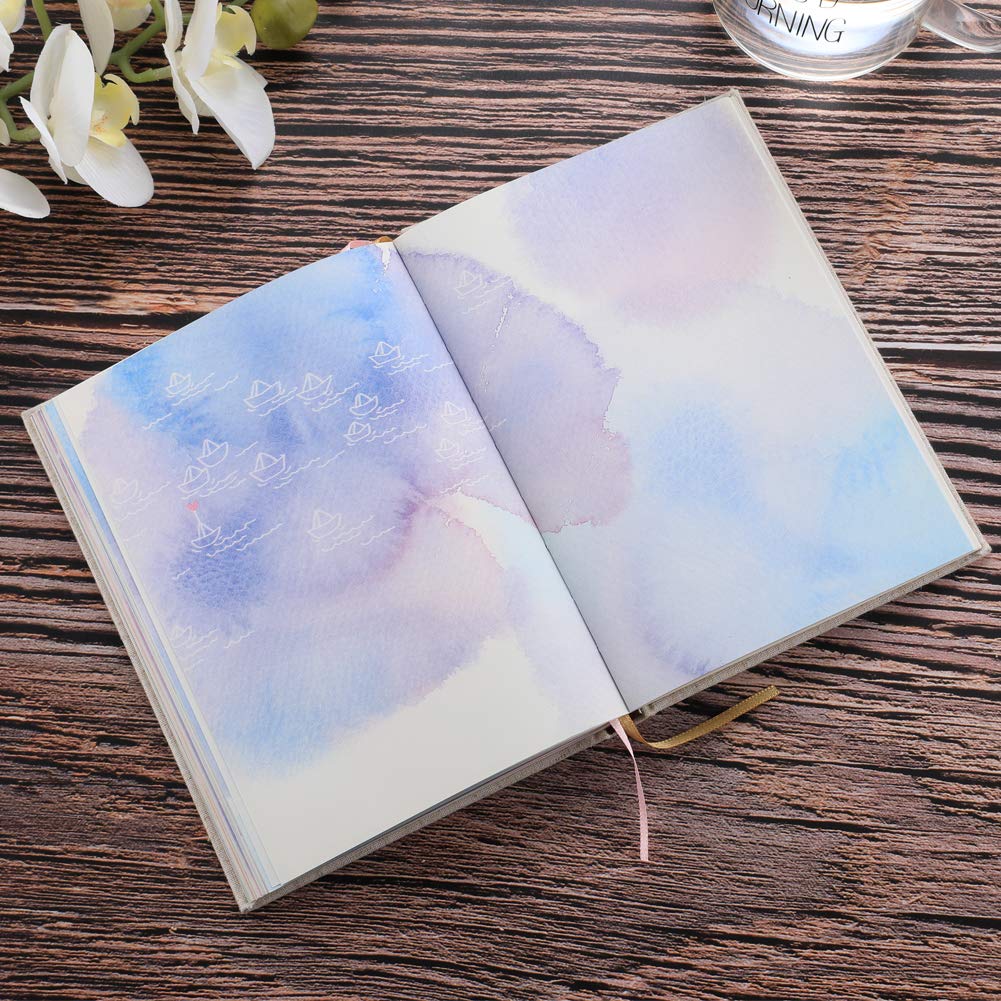 SIIXU Colorful Blank Notebook, Unruled Personal Diary Journals to Write in for Women, Hardcover Writing Notepad Gift, Unique Watercolor Design, 192 Pages, 2 Bookmarks, Unlined