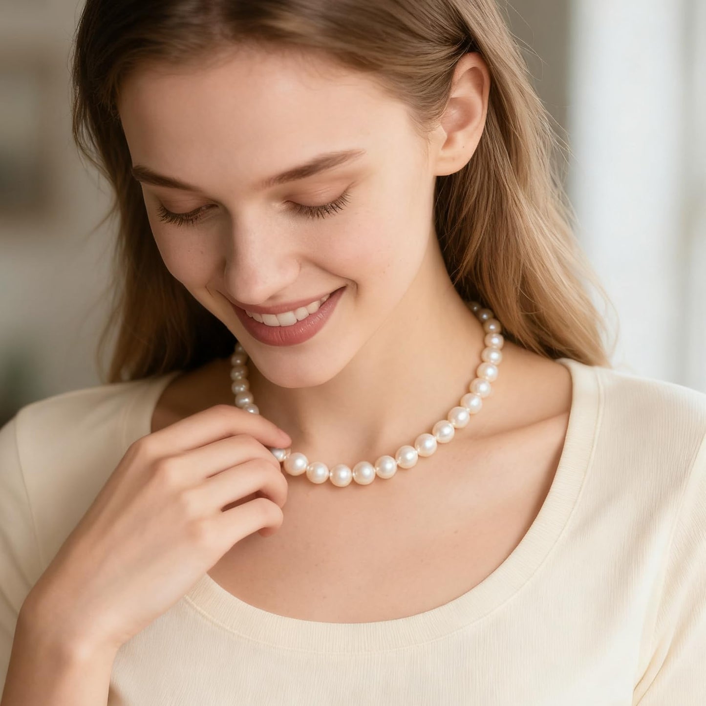 POPLYKE Pearl Necklace Men Women 925 Sterling Silver collar de perlas para hombre Bead Pearls Jewelry Gifts
