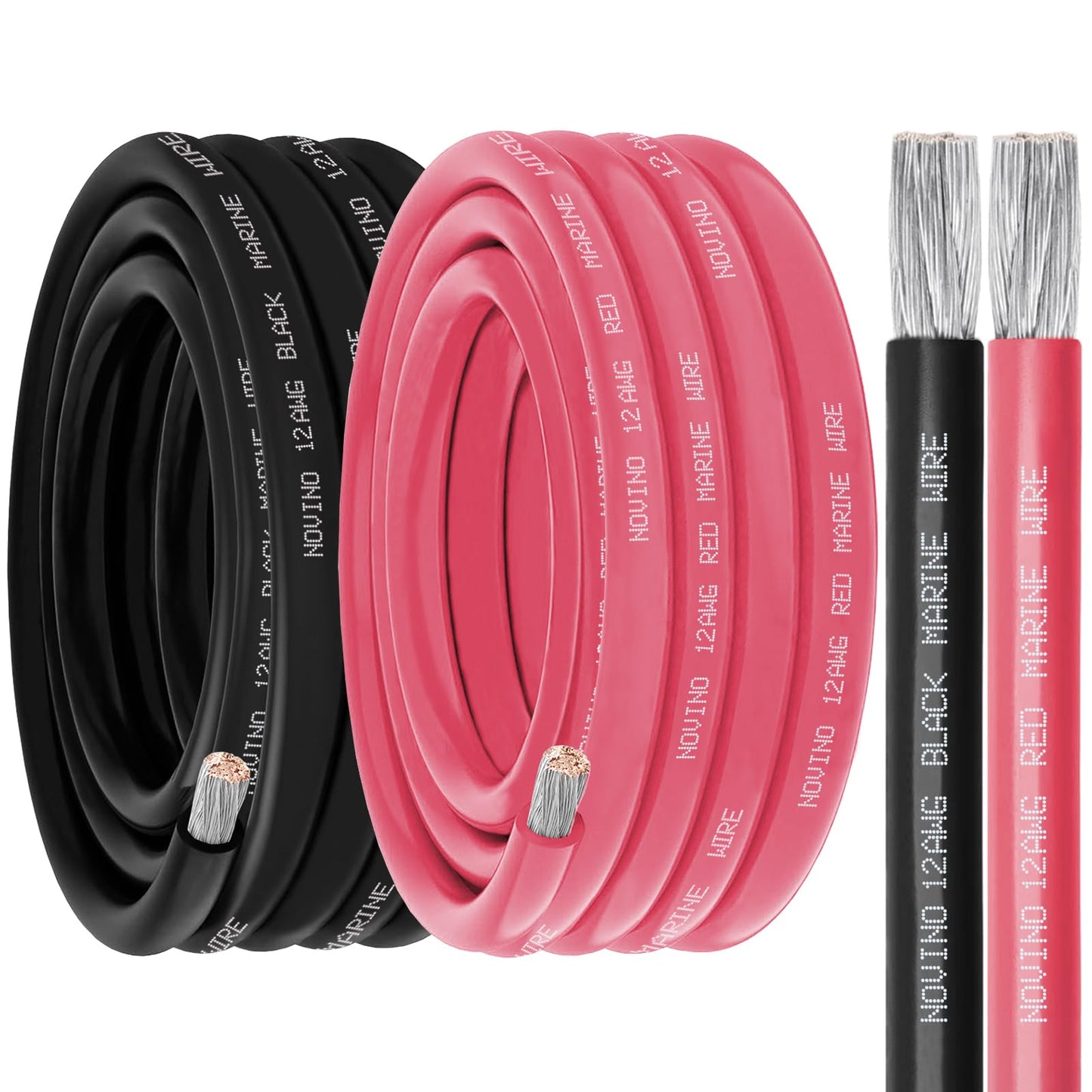 12 Gauge Marine Wire 12 AWG Marine Grade Wire,30FT Red & 30FT Black