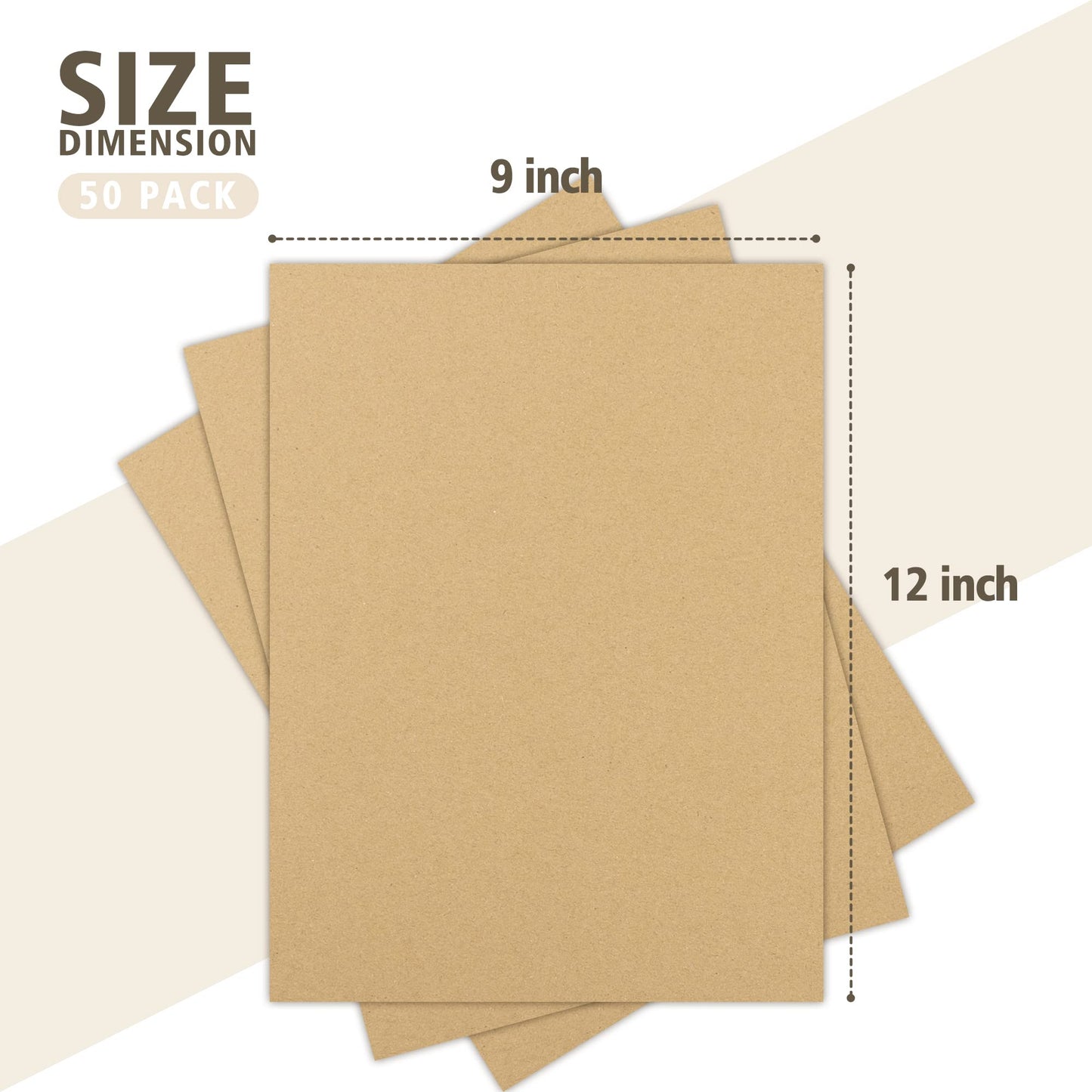 Golden State Art, 50 pack 9x12 Corrugated Cardboard Sheets Cardboard Inserts Flat Cardboard Layer Pads for Packing, Mailing or Art Crafts (1/8" Thick, Brown)