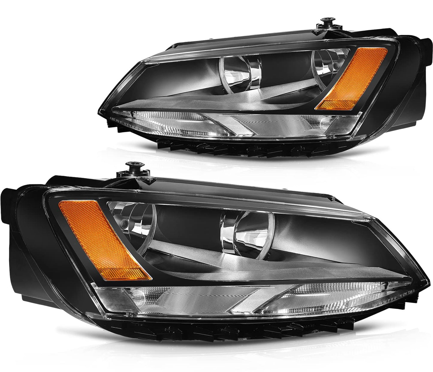 LBRST Headlight assembly Fit For Volkswagen For Jetta 2011-2018 Chrome Housing Amber Reflector Clear Lens Driver and Passenger S