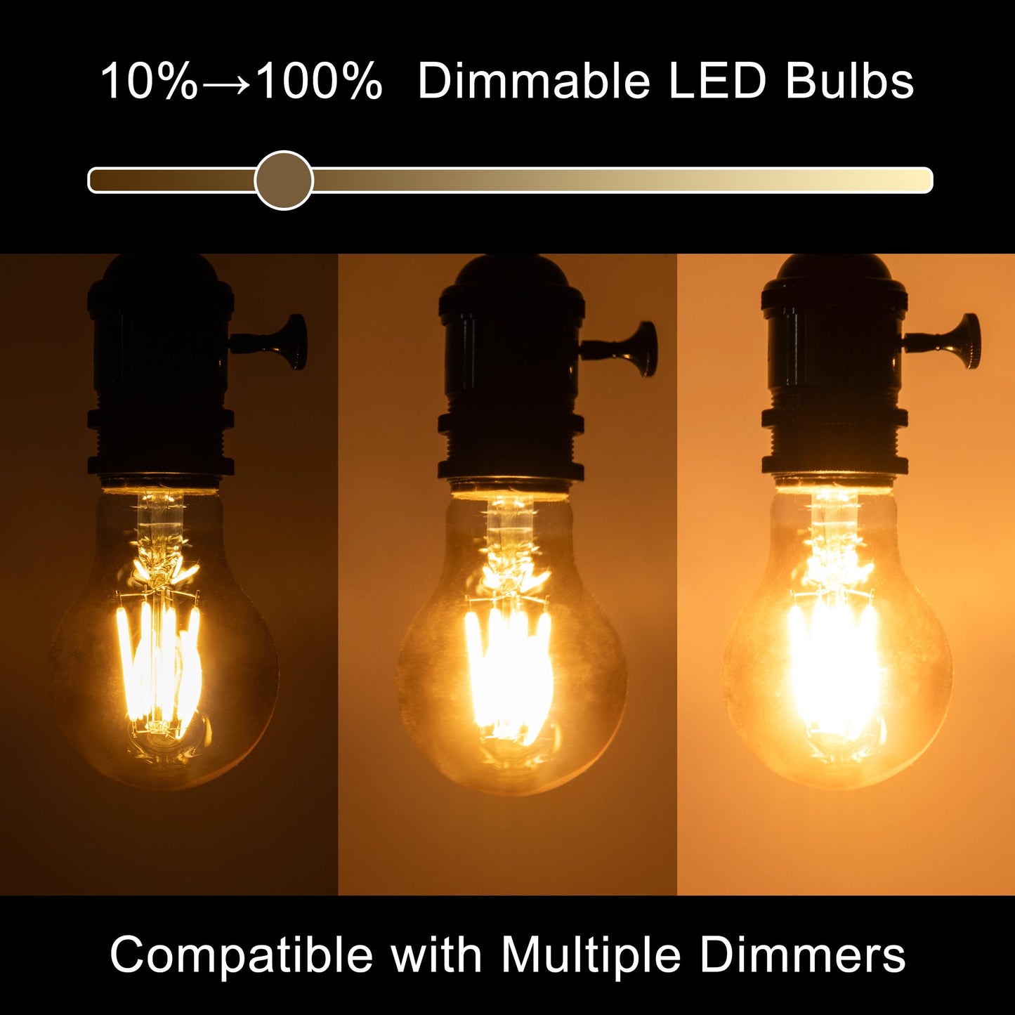 runquiz 2700K Warm Light Edison Bulbs, Vintage Warm Yellow A19 Edison Bulb, Dimmable Amber Led Soft Light Bulbs, Old Style Retro Filament Bulb, 4 Watt, 6 Pack, E26 Base