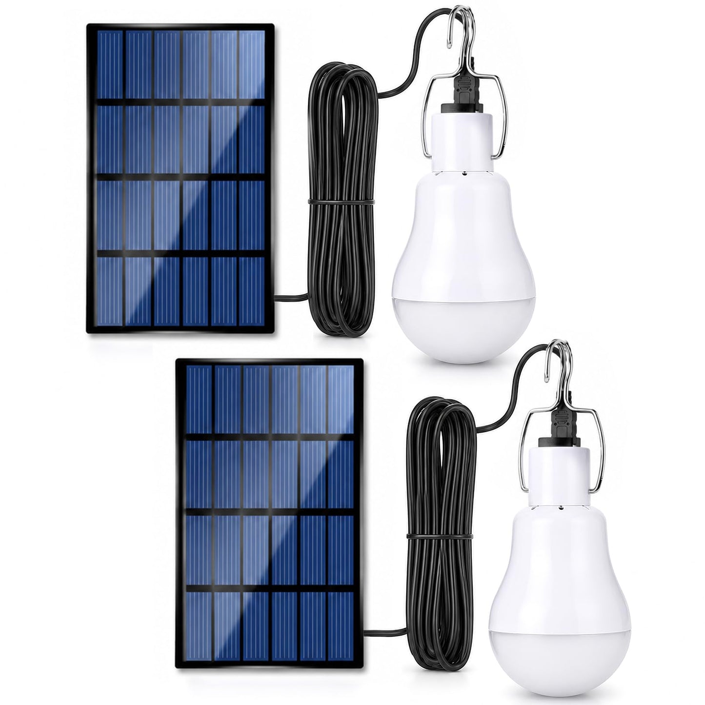 Solar Light Bulbs for Indoor Home and Chicken Coop, Outdoor Waterproof Camping Lamps for Tent, Rechargeable LED Solar Lights for Shed Night, Emergency, 2-Pack