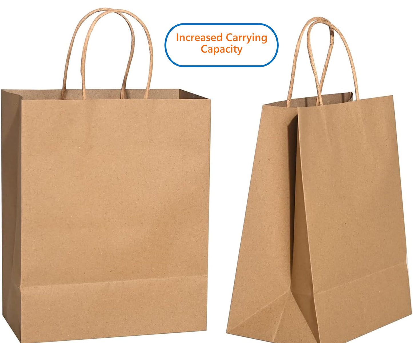 57 Lb Large Kraft Paper Grocery Bags with Handles - 50 Count 12 x 17 x 7 - Durable, Reusable & Eco-Friendly Shopping Bags, Brown Kraft Take-Out Bags for Retail, To-Go, Any Occasion (50, With Handles)