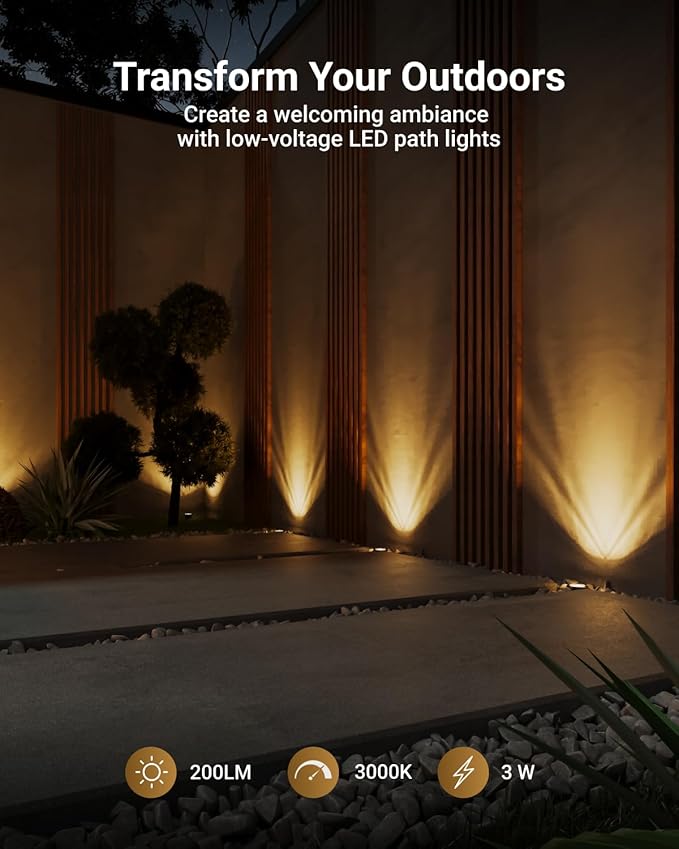 Sunco Low Voltage In-Ground LED Outdoor Lights, Landscape Well Lighting for Yard, Garden, Walkway, 3W, 200 LM, 3000K Warm White, IP67 Rated, 50000 Lifetime Hours ETL.
