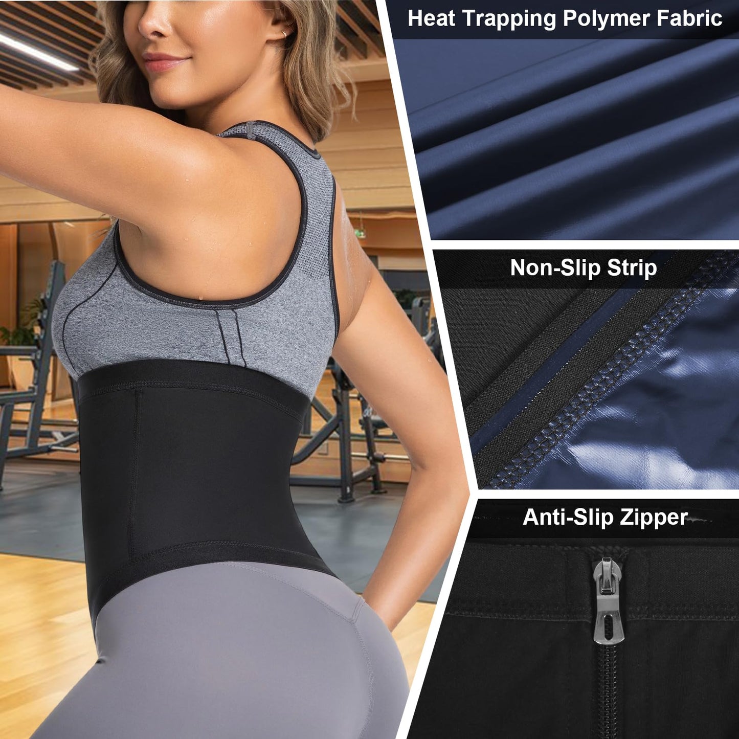 Towintec Waist Trainers for Women Belly Fat Lower Waist Trimmer Sweat Tummy Band for Stomach Weight Loss Body Shaper Corset Tummy Wrap Workout Sports Compression Slimming Belt Sauna Suit(Blue,S)