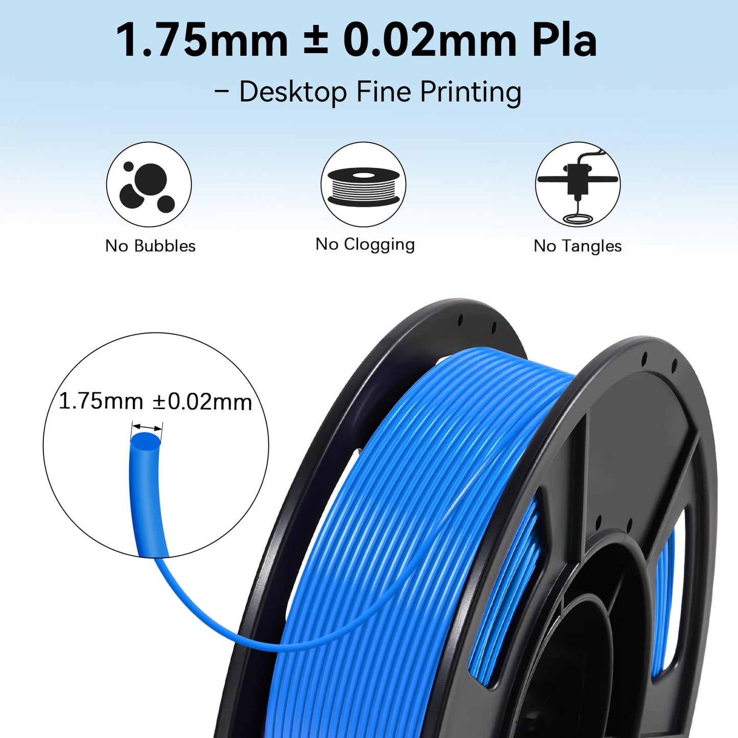 Dynta 3D Printer Filament 250g 53mm Spool - 1.75mm High Precision Regular PLA Compatible with FLASHFORGE, Bambu Lab A1, Creality Ender-3 V3, Black, White, Red, Green, Blue, Purple for Beginners