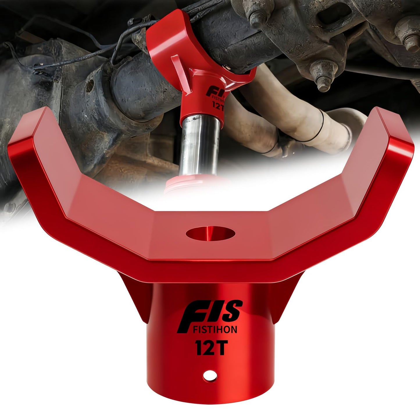 Bottle Jack Adapter for 12t Jack - Safe Steel Lifting Saddle for 3 Inch and 4 Inch Round & Square Axle Tube, Fits 1.65 Inch or Smaller Diameter Accessories (Red)