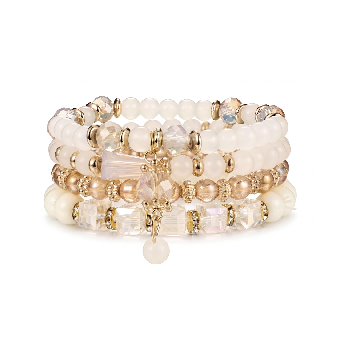 Tungary 4Pcs Beaded Bracelets for Women Bohemian Bracelet Stacks Handmade Natural Stone Stretch Bracelets Multi-Color Daily Wear Accessories Summer Beach Boho Jewelry Gift Yellow Bracelet Set