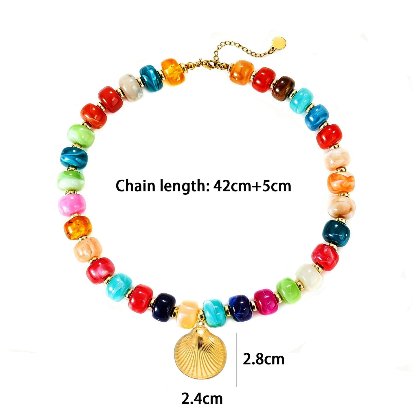 YHGDY Chunky Beaded Starfish Shell Necklace for Women Colorful Boho Bead Choker Necklace Summer Beach Necklace Trendy Chunky Jewelry Gifts (Gold Shell)