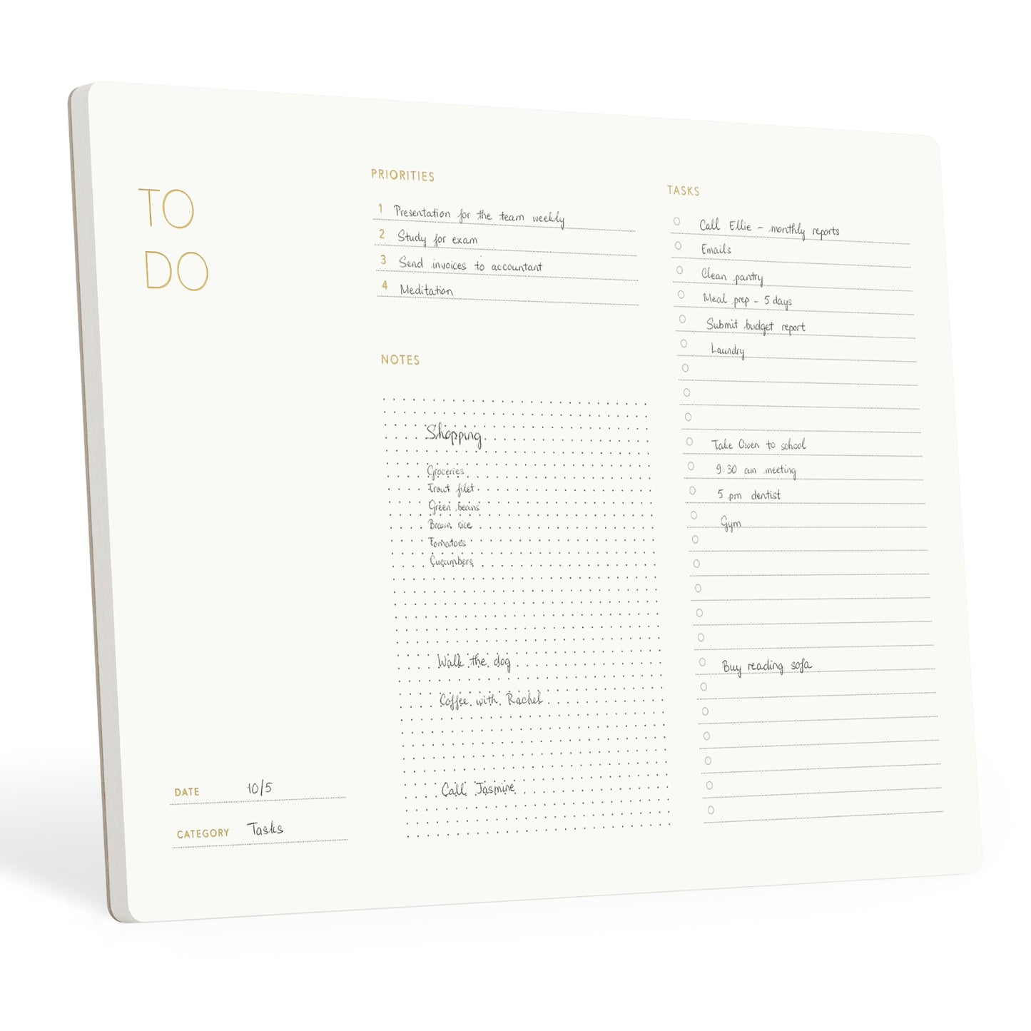 Pinesman - Elegant To Do List Notepad with Mouse Pad Feature, 11.22" x 7.87", 50 Tear-Off Sheets, Gold Foiled, Daily Planning, Eco-friendly To Do List Planner, FSC™ Certified To Do List Notebook for Work