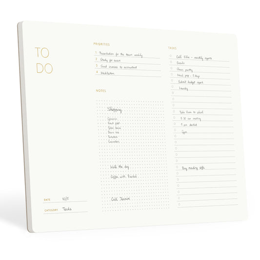 Pinesman - Elegant To Do List Notepad with Mouse Pad Feature, 11.22" x 7.87", 50 Tear-Off Sheets, Gold Foiled, Daily Planning, Eco-friendly To Do List Planner, FSC™ Certified To Do List Notebook for Work