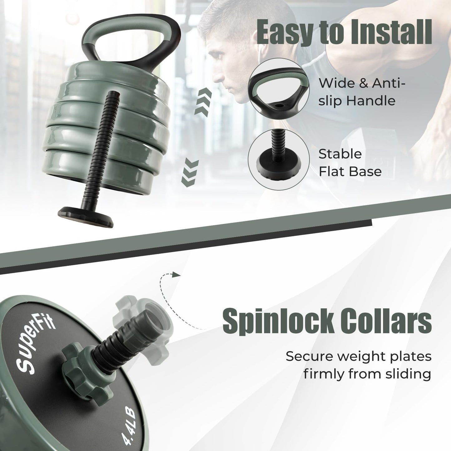 Goplus Adjustable Dumbbell Set, 92/47 LBS Free Weight Set, 4 in 1 Weights w/Connector Used as Barbell, Dumbbells, Kettlebells, Push up Stand, Fitness Workout Equipment for Men Women Home Gym (92 LBS)