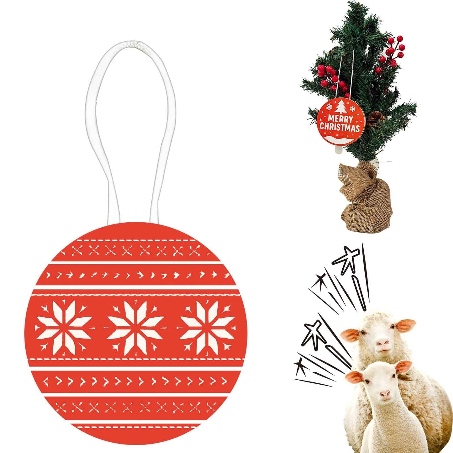 Annoying Screaming Goat Prank for Christmas Tree Decorations, Funny Hanging Christmas Prank Ornament, Goat Scream Lasts for 8 Hours, Christmas Winter New Year Party Supplies (Peace)