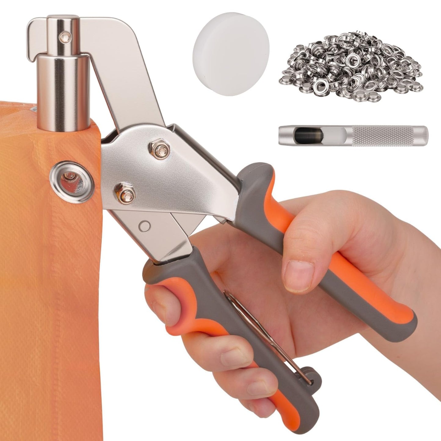 500Pcs 3/8Inch ID Grommet Tool Kit, Tarp Grommet Eyelet Tool Kit for Fabric with 10mm ID Grommets, Manual Grommet Press Fabric Hole Punch Tool for Tarp, Fabric, Banner and Canvas
