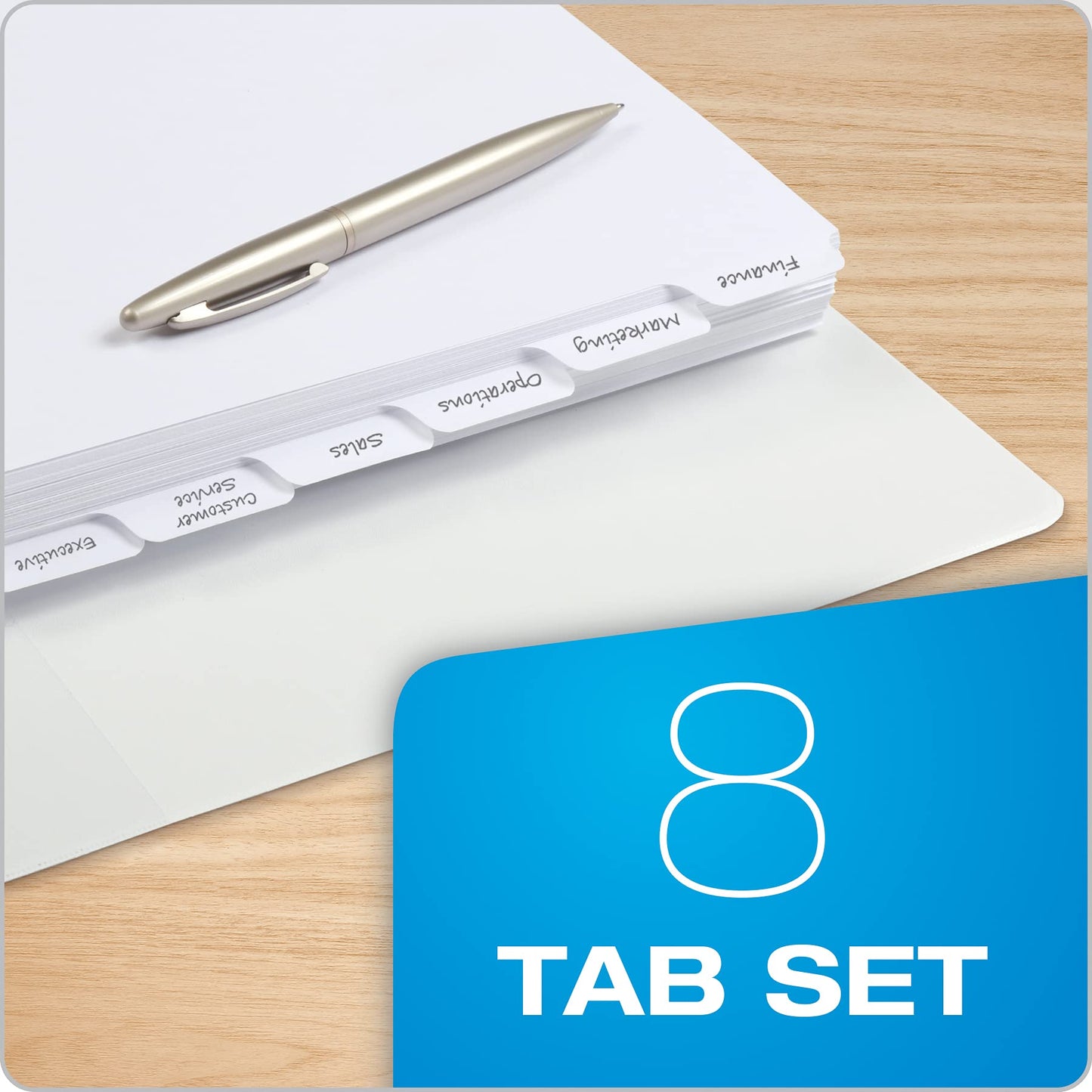 Oxford Binder Dividers for 3 Ring Binders, 10 Pack, 8-Tab Dividers, Write On Tabs, White Paper, 80 Total