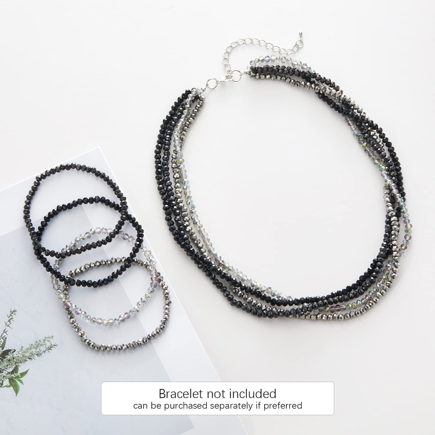 Noessla Multi-layer Crystals Beaded Choker Necklace for Women Colorful Boho Statement Necklace Trendy Costume Party Jewelry Mothers day Gifts for Mom(29-Black)
