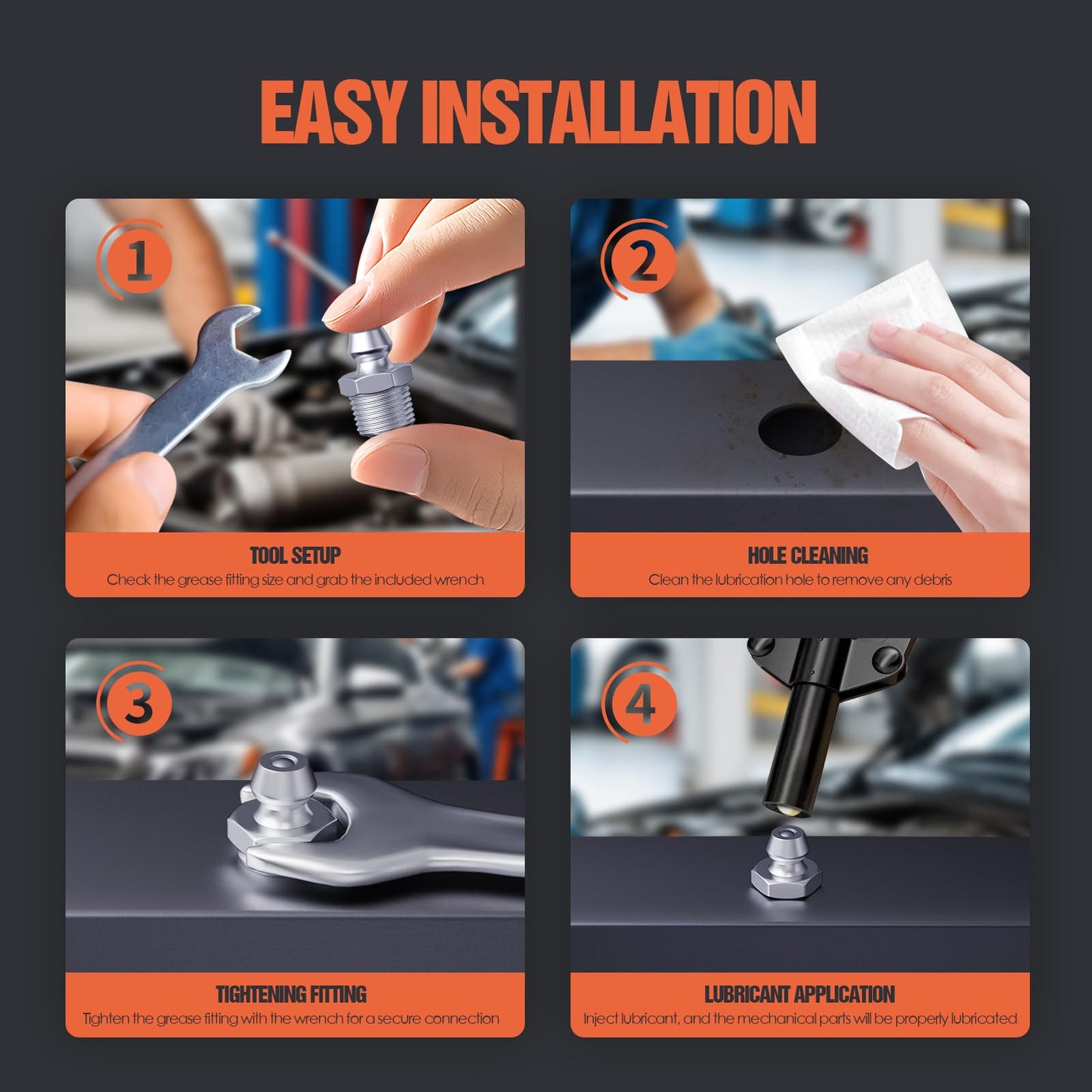 TRILINK Zerk Grease Fittings Assortment Kit – 160pcs M6, M8, M10 Metric Grease Nipples with Straight, 45 & 90-Degree Angles, Includes Wrench – Ideal for Automotive, Agricultural & Industrial Machinery