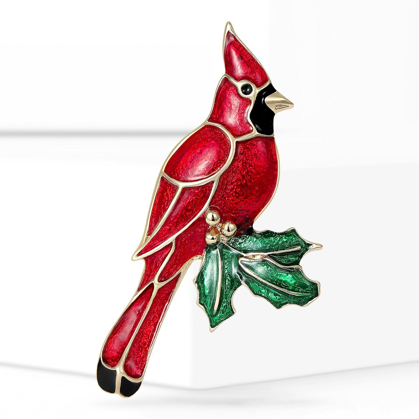 Red Cardinal Brooch for Women Enamel Red Cardinal Pin Bird Brooch Birthday Holiday Gift for Girlfriend Wife Mother