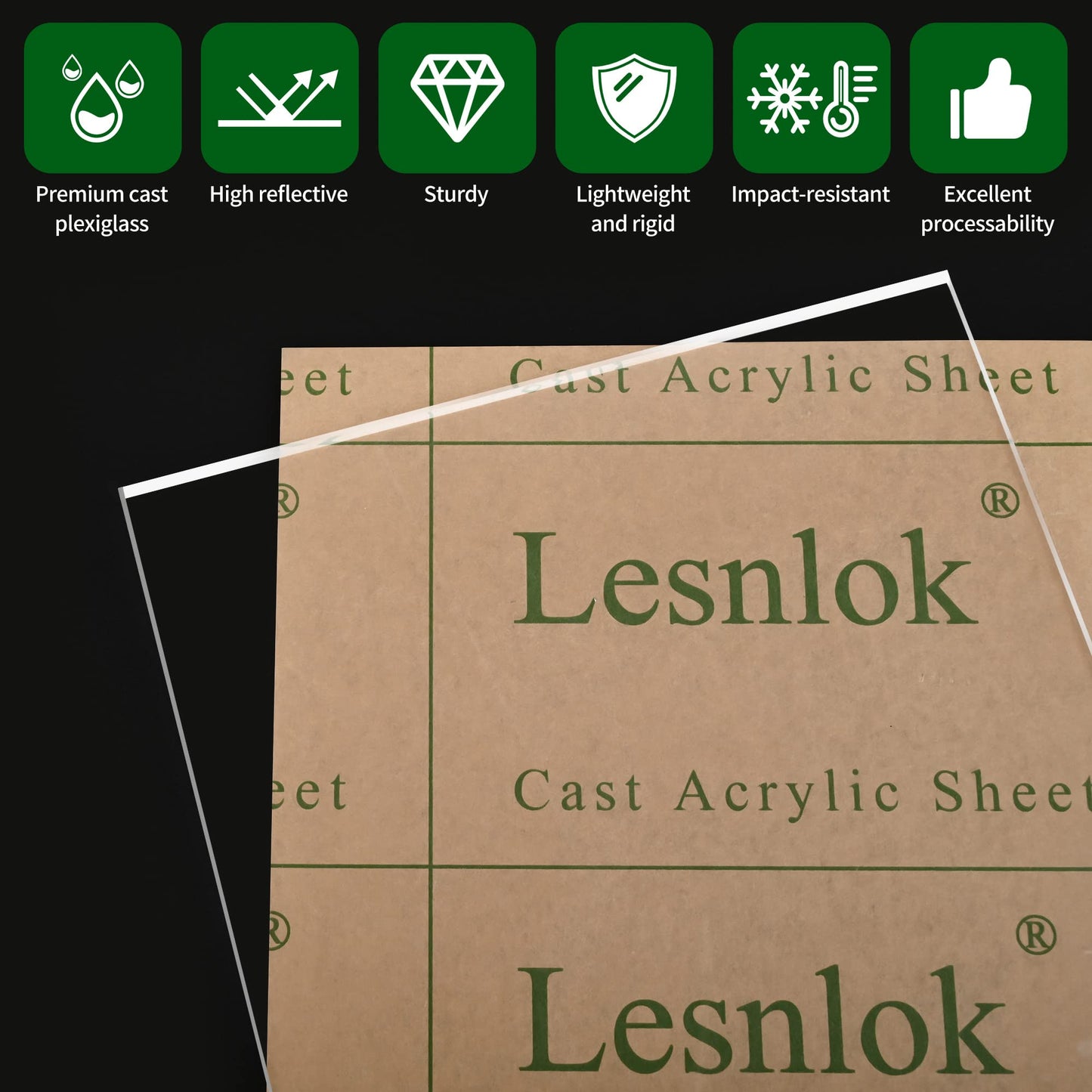 Lesnlok 6 Pieces 6 x 6 Acrylic Sheet 1/8 Thick 3mm Plexiglass Sheet,for Sign,Craft,Photo Frame, DIY Display Projects (6, 6 x 6 x 1/8)